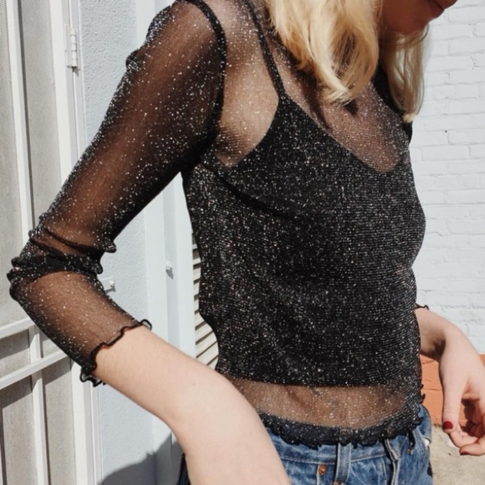 Brandy Melville Sparkly Mesh Top